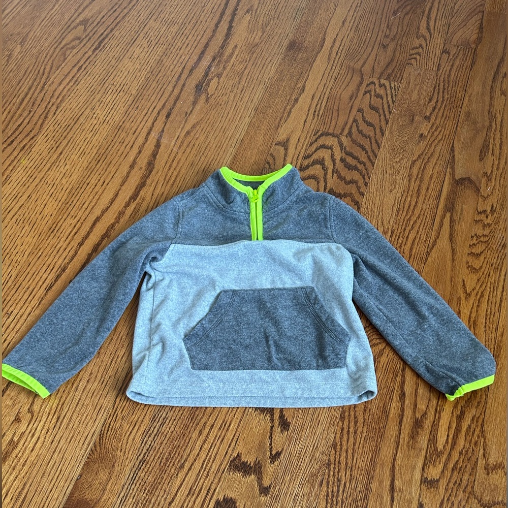OshKosh B'gosh Gray Fleece Pullover with Neon Green Trim